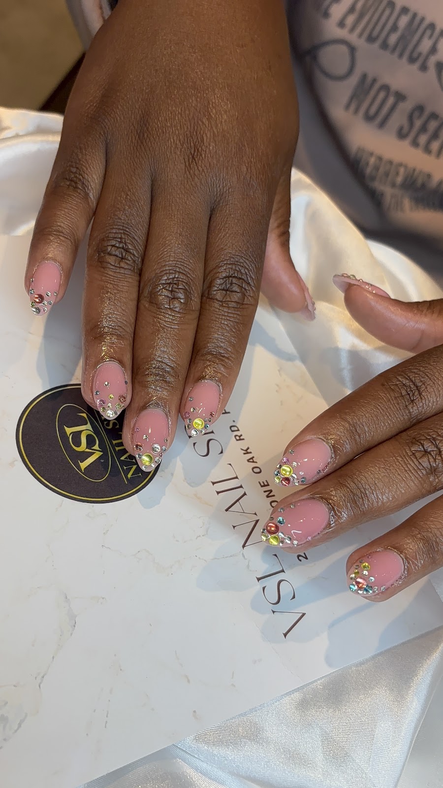 Pink gems on a short set